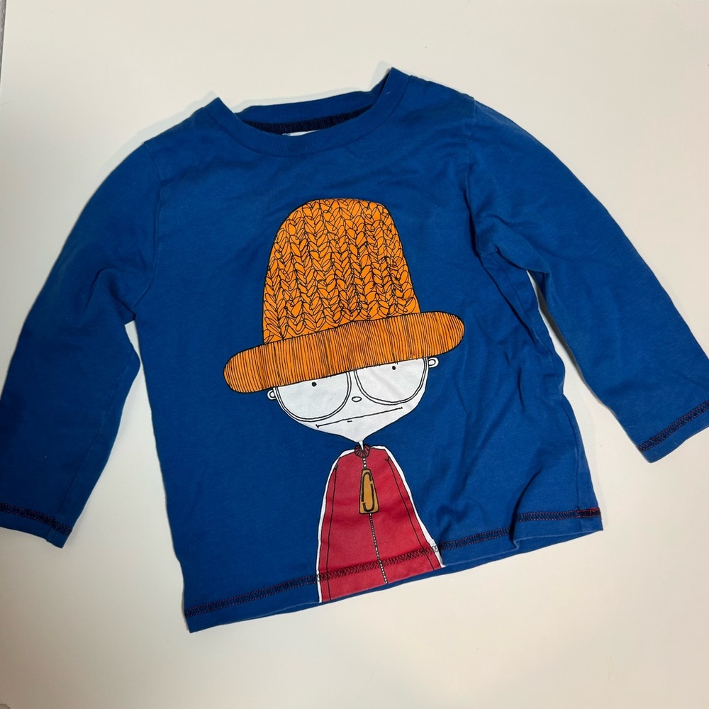 Blue Kids Shirt with Cartoon Design